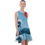 Minimalism Great Wave Off Kanagawa Frill Swing Dress
