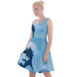 Minimalism Great Wave Off Kanagawa Knee Length Skater Dress