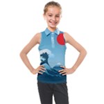 Minimalism Great Wave Off Kanagawa Kids  Sleeveless Polo T-Shirt