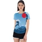 Minimalism Great Wave Off Kanagawa Back Cut Out Sport T-Shirt