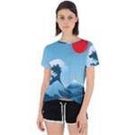 Minimalism Great Wave Off Kanagawa Open Back Sport T-Shirt
