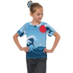 Minimalism Great Wave Off Kanagawa Kids  Mesh Piece T-Shirt