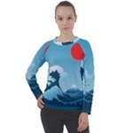 Minimalism Great Wave Off Kanagawa Women s Long Sleeve Raglan T-Shirt