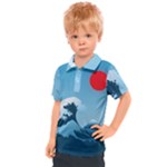 Minimalism Great Wave Off Kanagawa Kids  Polo T-Shirt
