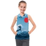 Minimalism Great Wave Off Kanagawa Kids  Sleeveless Hoodie