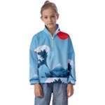 Minimalism Great Wave Off Kanagawa Kids  Half Zip Hoodie