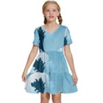 Minimalism Great Wave Off Kanagawa Kids  Short Sleeve Tiered Mini Dress