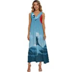 Minimalism Great Wave Off Kanagawa V-Neck Sleeveless Loose Fit Overalls