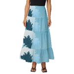 Minimalism Great Wave Off Kanagawa Tiered Ruffle Maxi Skirt
