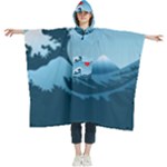 Minimalism Great Wave Off Kanagawa Women s Hooded Rain Ponchos