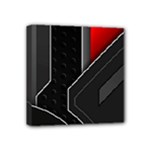 Gamer Tech Black Mesh Red Modern Shape Texture Geometric Pattern Mini Canvas 4  x 4  (Stretched)