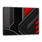 Gamer Tech Black Mesh Red Modern Shape Texture Geometric Pattern Canvas 16  x 12  (Stretched)