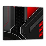 Gamer Tech Black Mesh Red Modern Shape Texture Geometric Pattern Canvas 20  x 16  (Stretched)