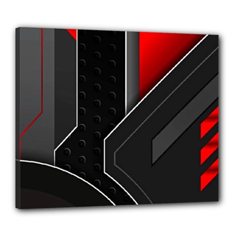 Gamer Tech Black Mesh Red Modern Shape Texture Geometric Pattern Canvas 24  x 20  (Stretched) from ArtsNow.com