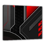 Gamer Tech Black Mesh Red Modern Shape Texture Geometric Pattern Canvas 24  x 20  (Stretched)