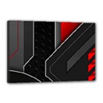 Gamer Tech Black Mesh Red Modern Shape Texture Geometric Pattern Canvas 18  x 12  (Stretched)