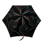 Gamer Tech Black Mesh Red Modern Shape Texture Geometric Pattern Mini Folding Umbrellas