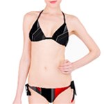 Gamer Tech Black Mesh Red Modern Shape Texture Geometric Pattern Classic Bikini Set