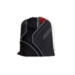 Gamer Tech Black Mesh Red Modern Shape Texture Geometric Pattern Drawstring Pouch (Medium)