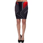 Gamer Tech Black Mesh Red Modern Shape Texture Geometric Pattern Bodycon Skirt