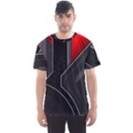 Gamer Tech Black Mesh Red Modern Shape Texture Geometric Pattern Men s Sport Mesh T-Shirt