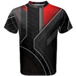 Gamer Tech Black Mesh Red Modern Shape Texture Geometric Pattern Men s Cotton T-Shirt