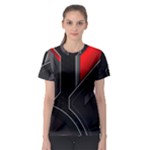 Gamer Tech Black Mesh Red Modern Shape Texture Geometric Pattern Women s Sport Mesh T-Shirt