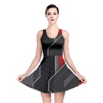 Gamer Tech Black Mesh Red Modern Shape Texture Geometric Pattern Reversible Skater Dress