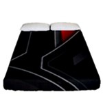 Gamer Tech Black Mesh Red Modern Shape Texture Geometric Pattern Fitted Sheet (Queen Size)