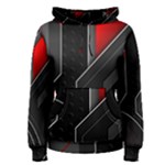Gamer Tech Black Mesh Red Modern Shape Texture Geometric Pattern Women s Pullover Hoodie