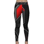 Gamer Tech Black Mesh Red Modern Shape Texture Geometric Pattern Classic Yoga Leggings