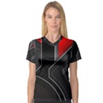 Gamer Tech Black Mesh Red Modern Shape Texture Geometric Pattern V-Neck Sport Mesh T-Shirt