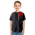 Gamer Tech Black Mesh Red Modern Shape Texture Geometric Pattern Kids  Sport Mesh T-Shirt