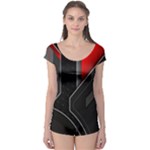 Gamer Tech Black Mesh Red Modern Shape Texture Geometric Pattern Boyleg Leotard 