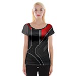 Gamer Tech Black Mesh Red Modern Shape Texture Geometric Pattern Cap Sleeve Top