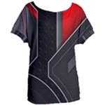 Gamer Tech Black Mesh Red Modern Shape Texture Geometric Pattern Women s Oversized T-Shirt