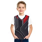 Gamer Tech Black Mesh Red Modern Shape Texture Geometric Pattern Kids  Basketball Tank Top