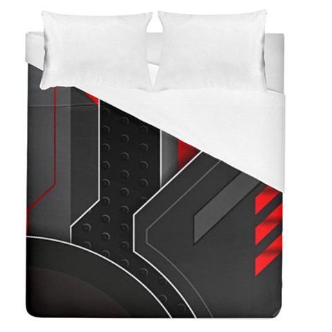 Gamer Tech Black Mesh Red Modern Shape Texture Geometric Pattern Duvet Cover (Queen Size) from ArtsNow.com