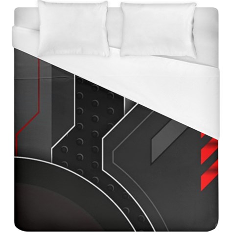Gamer Tech Black Mesh Red Modern Shape Texture Geometric Pattern Duvet Cover (King Size) from ArtsNow.com