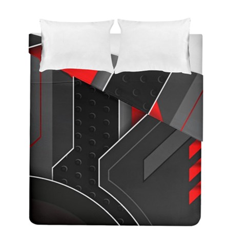 Gamer Tech Black Mesh Red Modern Shape Texture Geometric Pattern Duvet Cover Double Side (Full/ Double Size) from ArtsNow.com