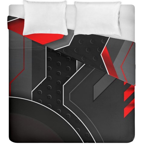 Gamer Tech Black Mesh Red Modern Shape Texture Geometric Pattern Duvet Cover Double Side (King Size) from ArtsNow.com