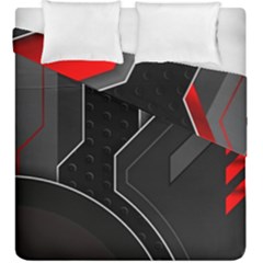 Gamer Tech Black Mesh Red Modern Shape Texture Geometric Pattern Duvet Cover Double Side (King Size) from ArtsNow.com