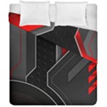Gamer Tech Black Mesh Red Modern Shape Texture Geometric Pattern Duvet Cover Double Side (California King Size)