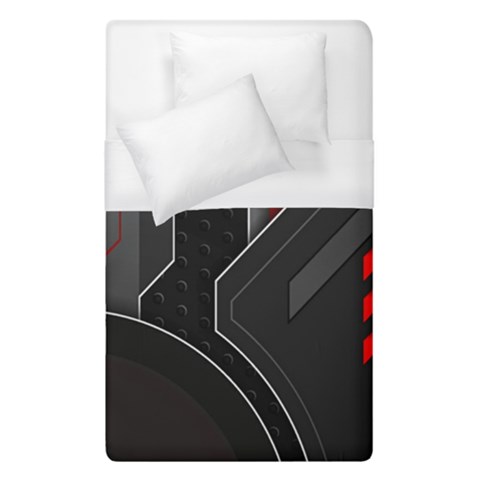 Gamer Tech Black Mesh Red Modern Shape Texture Geometric Pattern Duvet Cover (Single Size) from ArtsNow.com