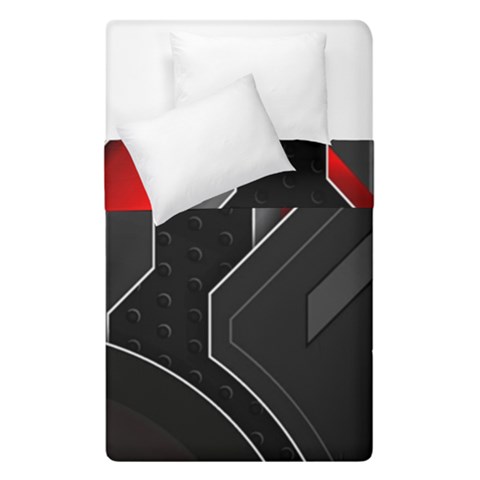 Gamer Tech Black Mesh Red Modern Shape Texture Geometric Pattern Duvet Cover Double Side (Single Size) from ArtsNow.com