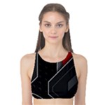 Gamer Tech Black Mesh Red Modern Shape Texture Geometric Pattern Tank Bikini Top