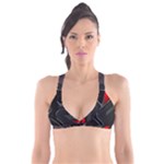 Gamer Tech Black Mesh Red Modern Shape Texture Geometric Pattern Plunge Bikini Top