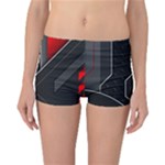 Gamer Tech Black Mesh Red Modern Shape Texture Geometric Pattern Reversible Boyleg Bikini Bottoms