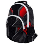 Gamer Tech Black Mesh Red Modern Shape Texture Geometric Pattern Rounded Multi Pocket Backpack