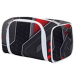 Gamer Tech Black Mesh Red Modern Shape Texture Geometric Pattern Toiletries Pouch